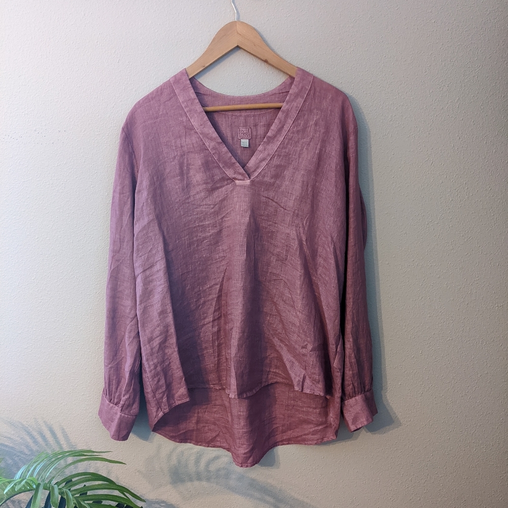 120% Lino Wine Colored Tunic NWT
